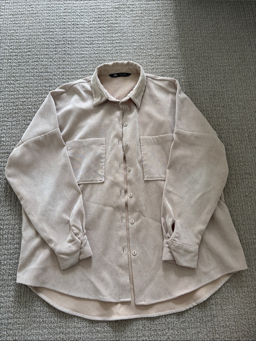 Zara Neutral Cream Oversized Button-Up Shirt
